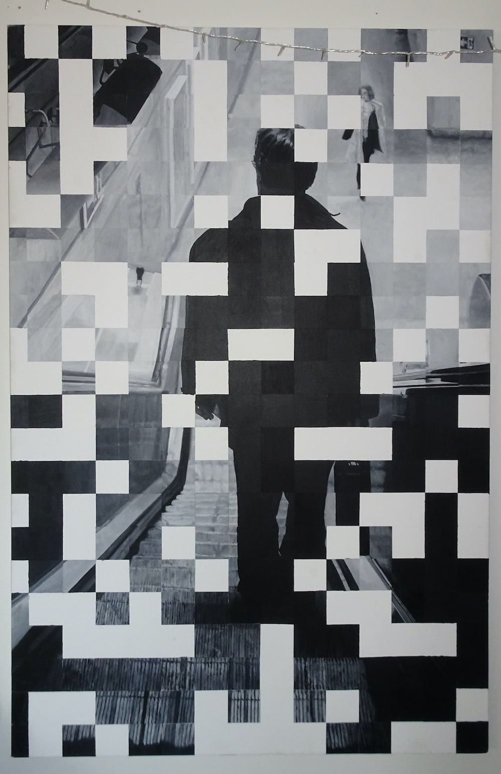 Monochromatic acrylic painting called "Case"